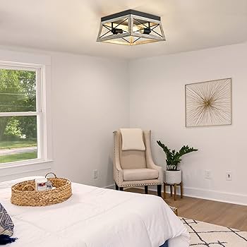 DEWENWILS Farmhouse Flush Mount Ceiling Light, Metal Ceiling